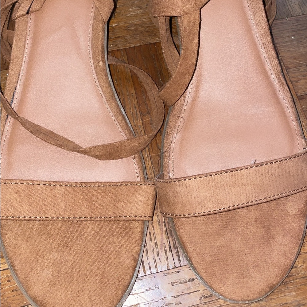 New, never worn, tags still on low chunky heeled sandals